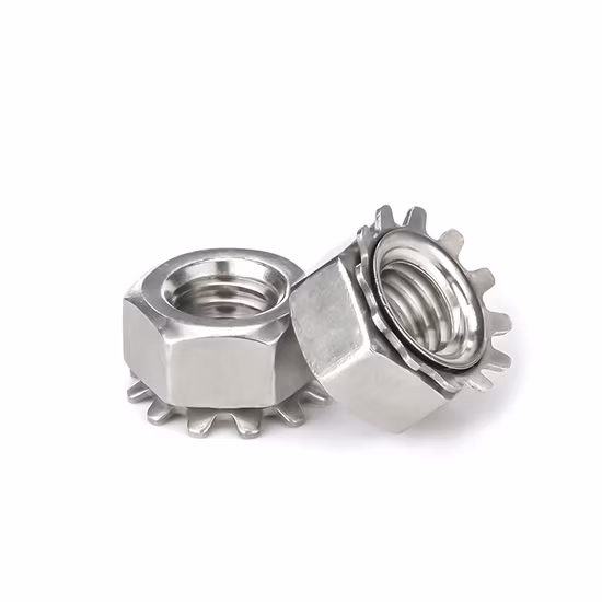 Aço inoxidável 304 Hexagonal K Porca com Arruela Kep Dentes K Porca de Travamento
